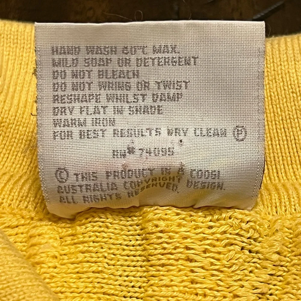 Coogi Basics Authentic Mens Yellow Cotton Knit Short Sleeve Sweater Size 3XL